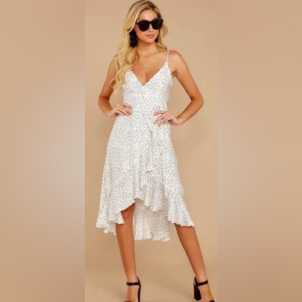 Wrap Dress white with polka dots